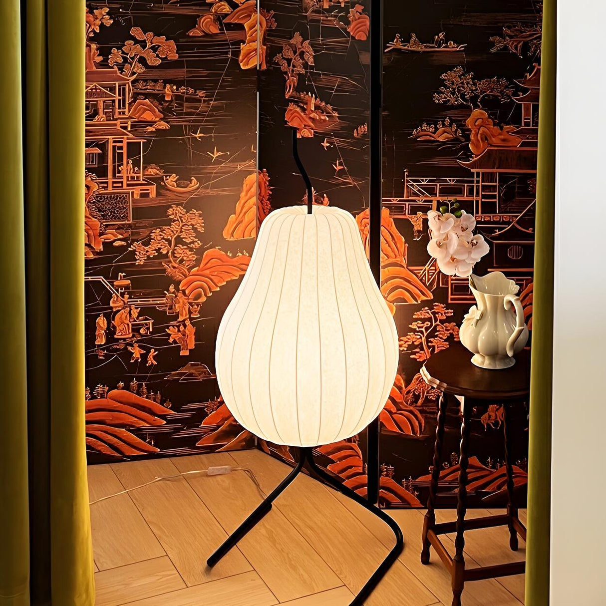 White Modern Pear-Shaped Metal LED Floor Lamp Image - 13