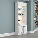 White Modern Rectangle Wood Open Display Large Cabinet Image - 10