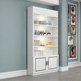 White Modern Rectangle Wood Open Display Large Cabinet Image - 14