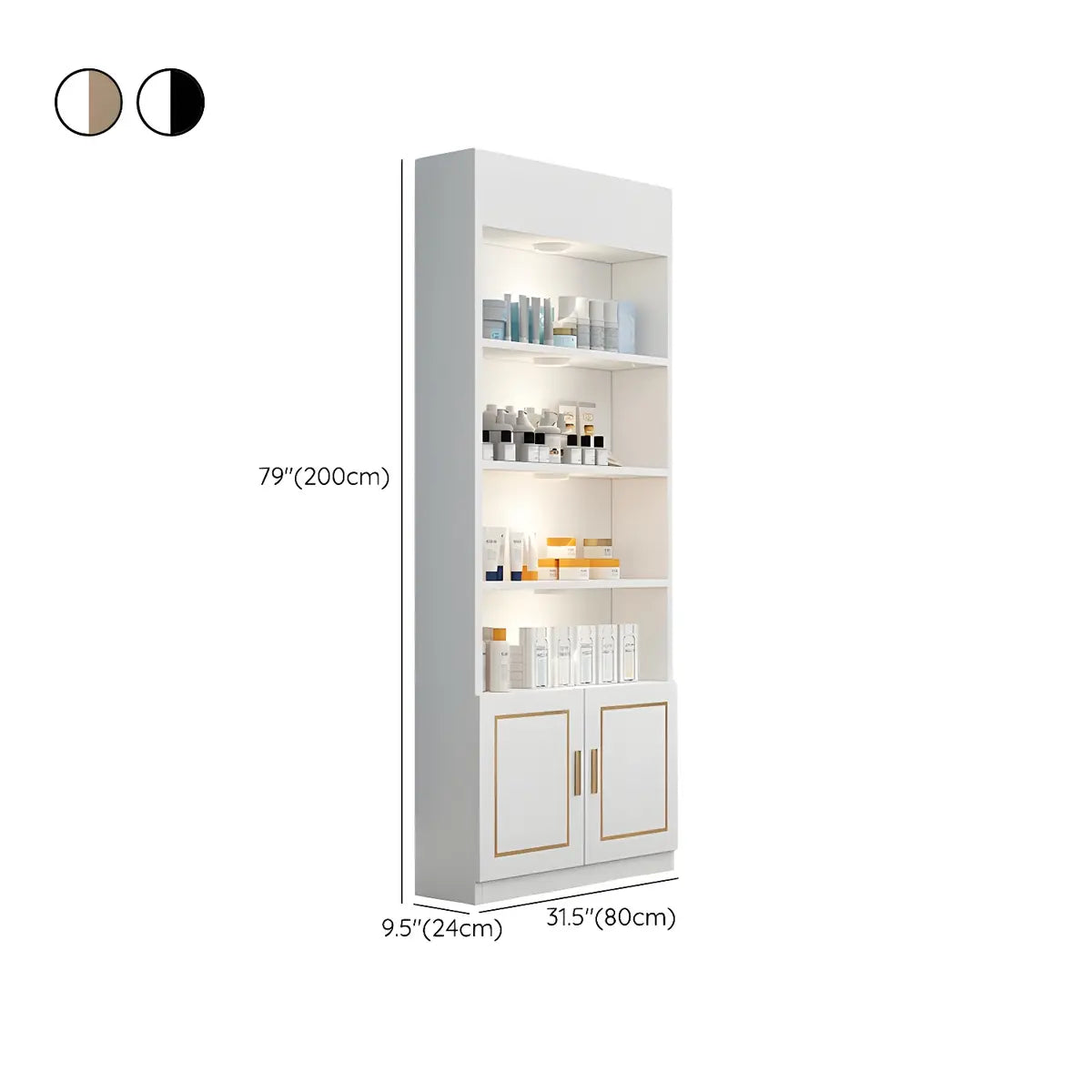 White Modern Rectangle Wood Open Display Large Cabinet Image - 18