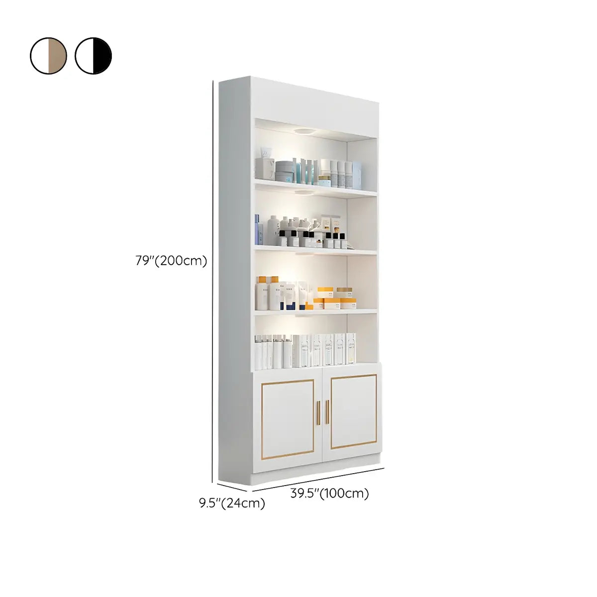 White Modern Rectangle Wood Open Display Large Cabinet Image - 19