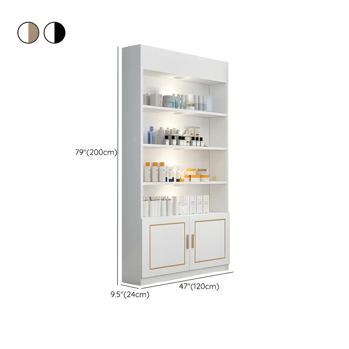 White Modern Rectangle Wood Open Display Large Cabinet Image - 20