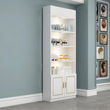 White Modern Rectangle Wood Open Display Large Cabinet Image - 3