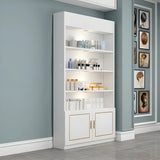 White Modern Rectangle Wood Open Display Large Cabinet Image - 7