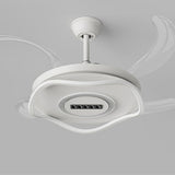 White Modern Retractable Blade Ceiling Fan with Light Image - 13