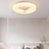 White Modern Round Remote Control Ceiling Fan Light Image - 1