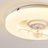 White Modern Round Remote Control Ceiling Fan Light Image - 11