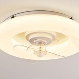 White Modern Round Remote Control Ceiling Fan Light Image - 12