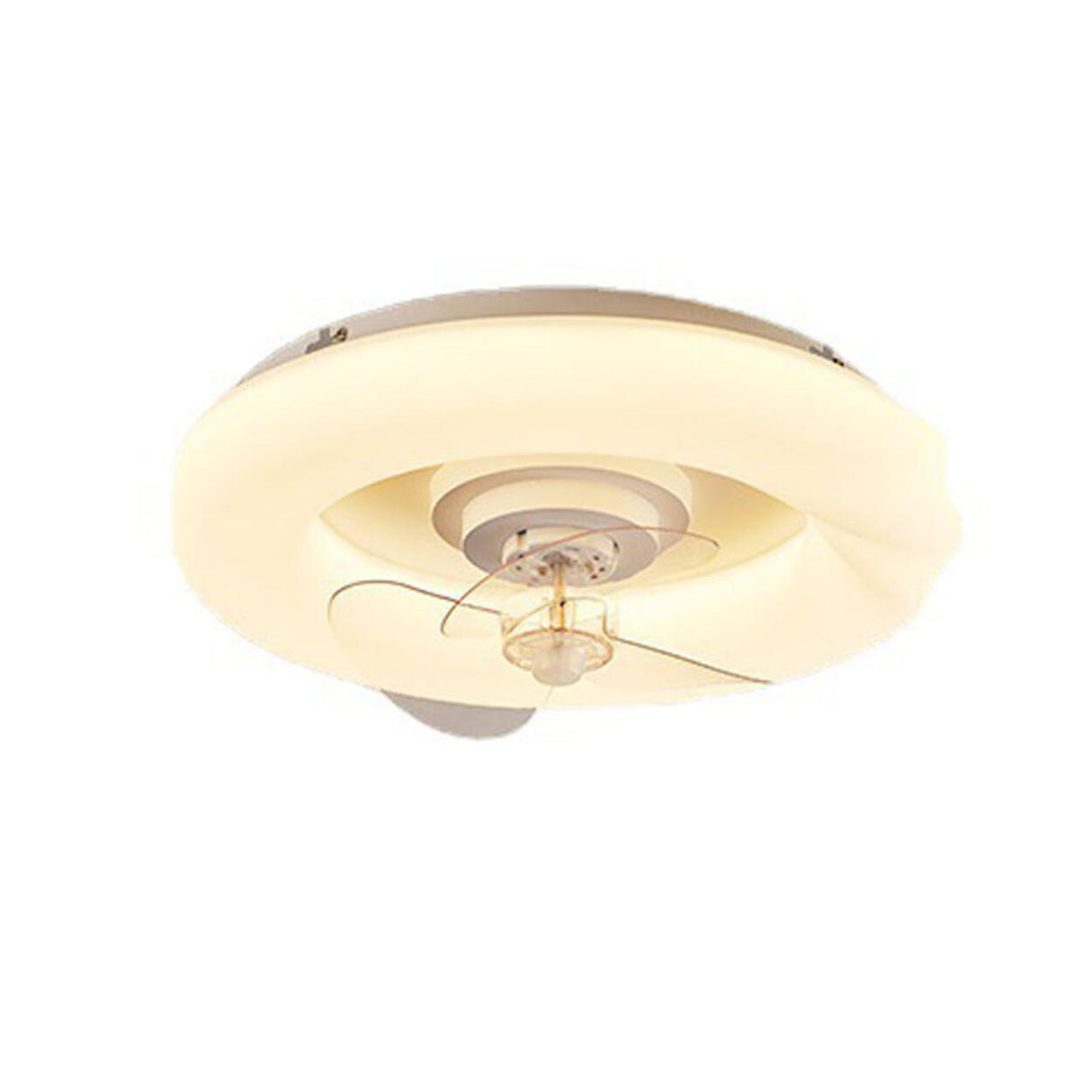 White Modern Round Remote Control Ceiling Fan Light Image - 5