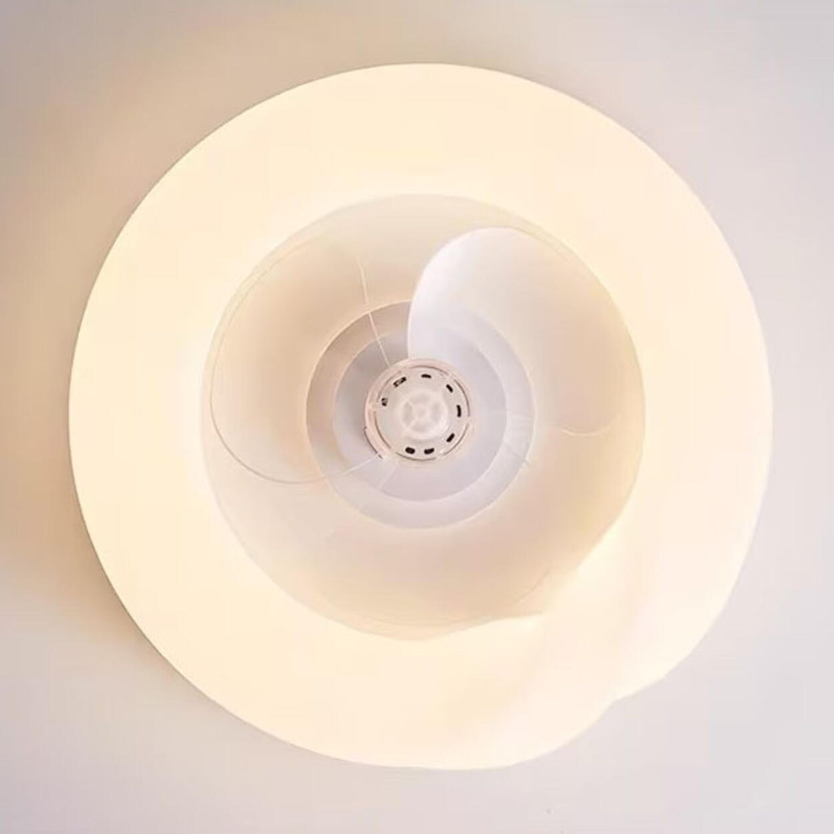 White Modern Round Remote Control Ceiling Fan Light Image - 8