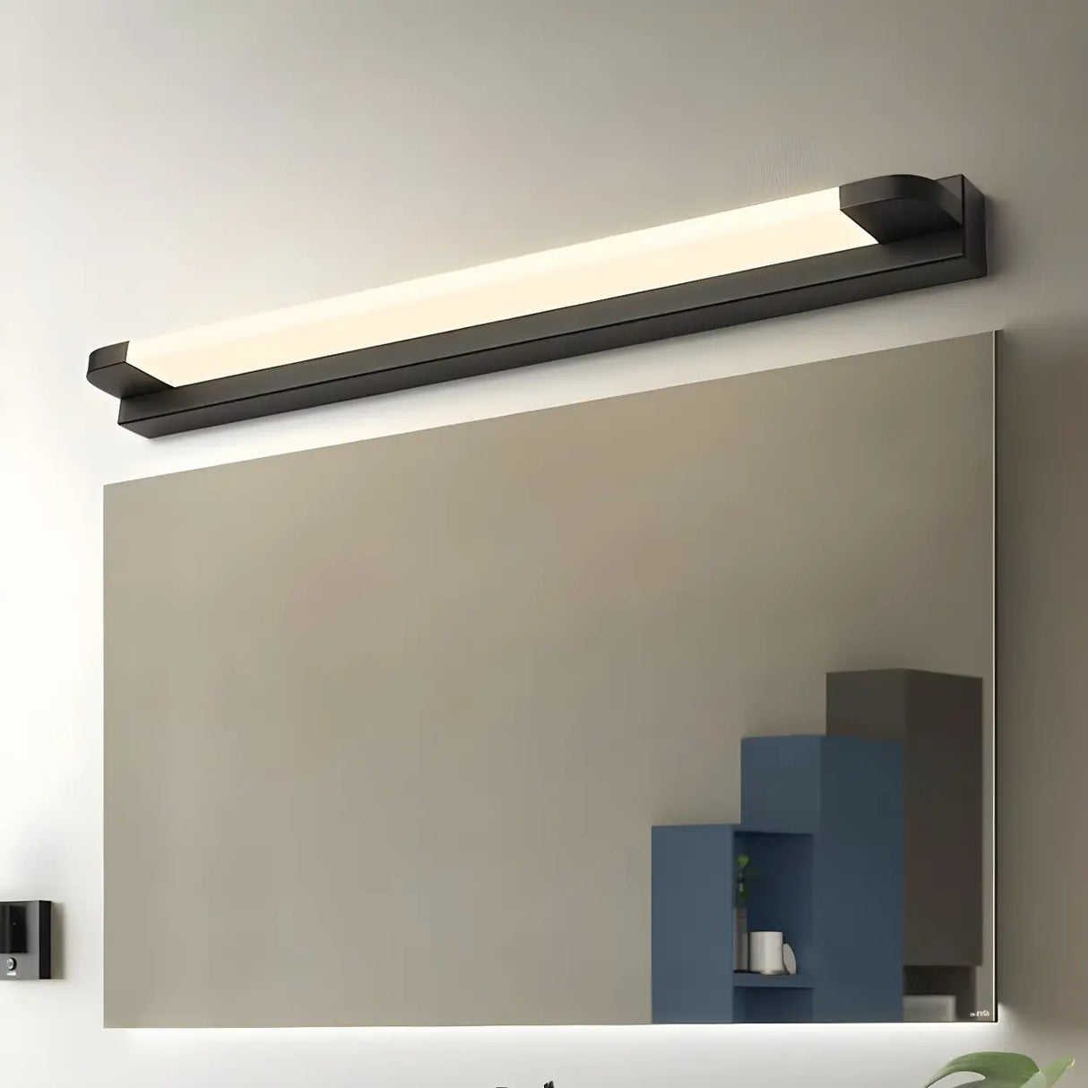 White Modern Straight Integrated LED Vanity Light Image - 4