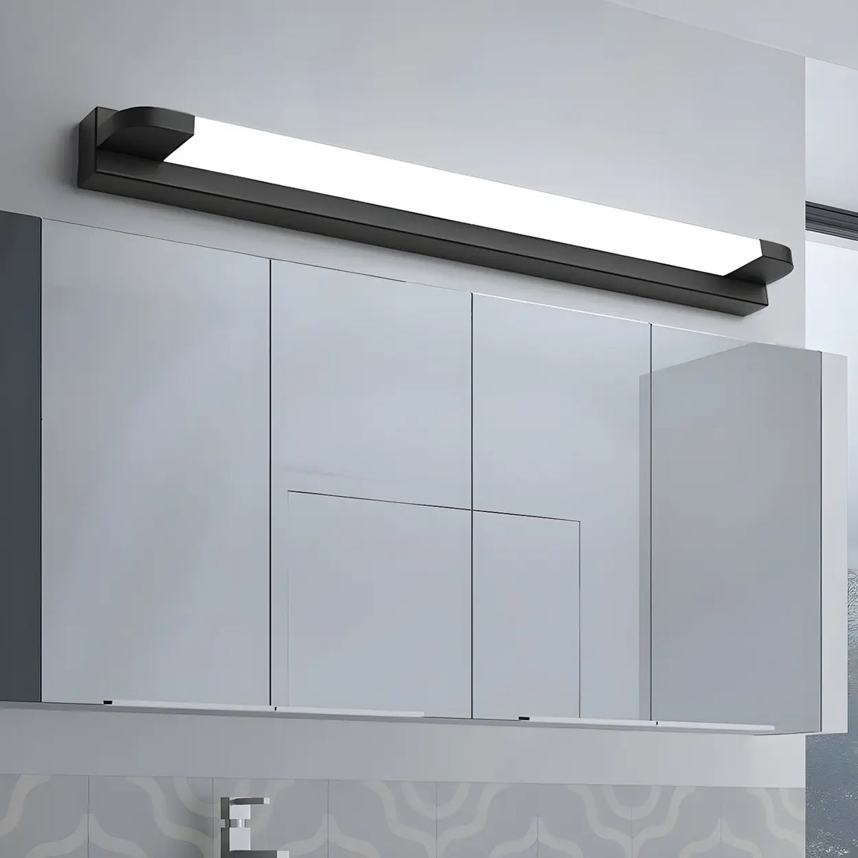 White Modern Straight Integrated LED Vanity Light Image - 8