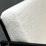 White Mohair Fixed Back Metal Square Arm Sled Arm Chair Image - 6