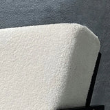 White Mohair Fixed Back Metal Square Arm Sled Arm Chair Image - 7