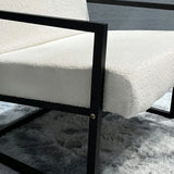 White Mohair Fixed Back Metal Square Arm Sled Arm Chair Image - 8