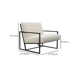 White Mohair Fixed Back Metal Square Arm Sled Arm Chair #size