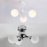 White Molecular Glass Semi-Flush Mount Light 3-Light Image - 4