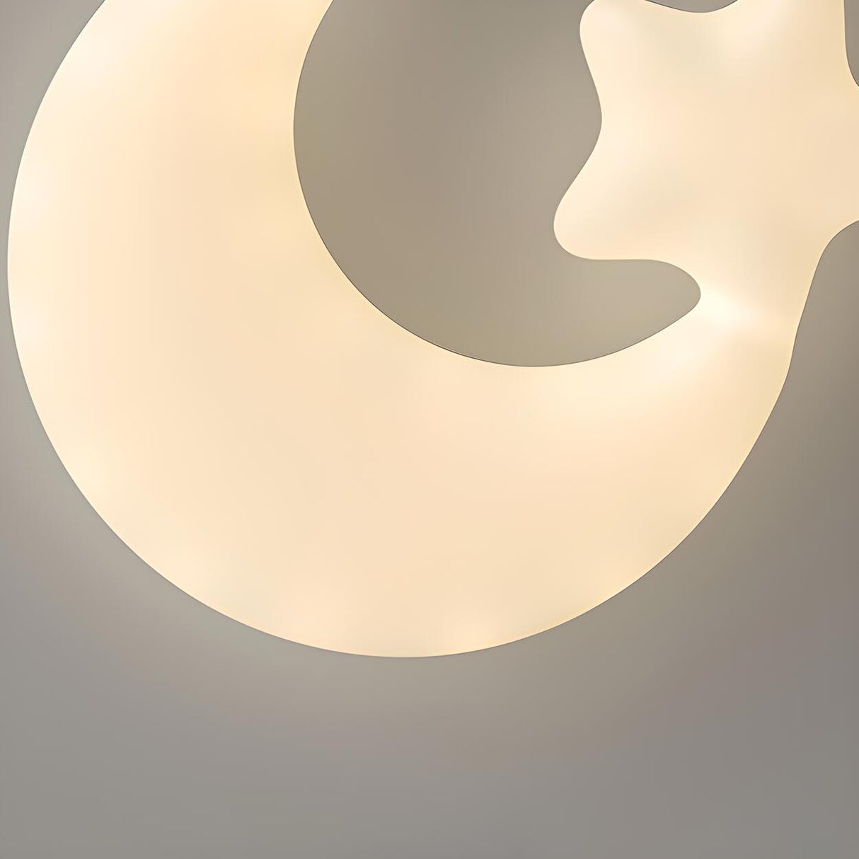 White Moon Star Resin LED Flush Mount Light Kids Room Image - 12