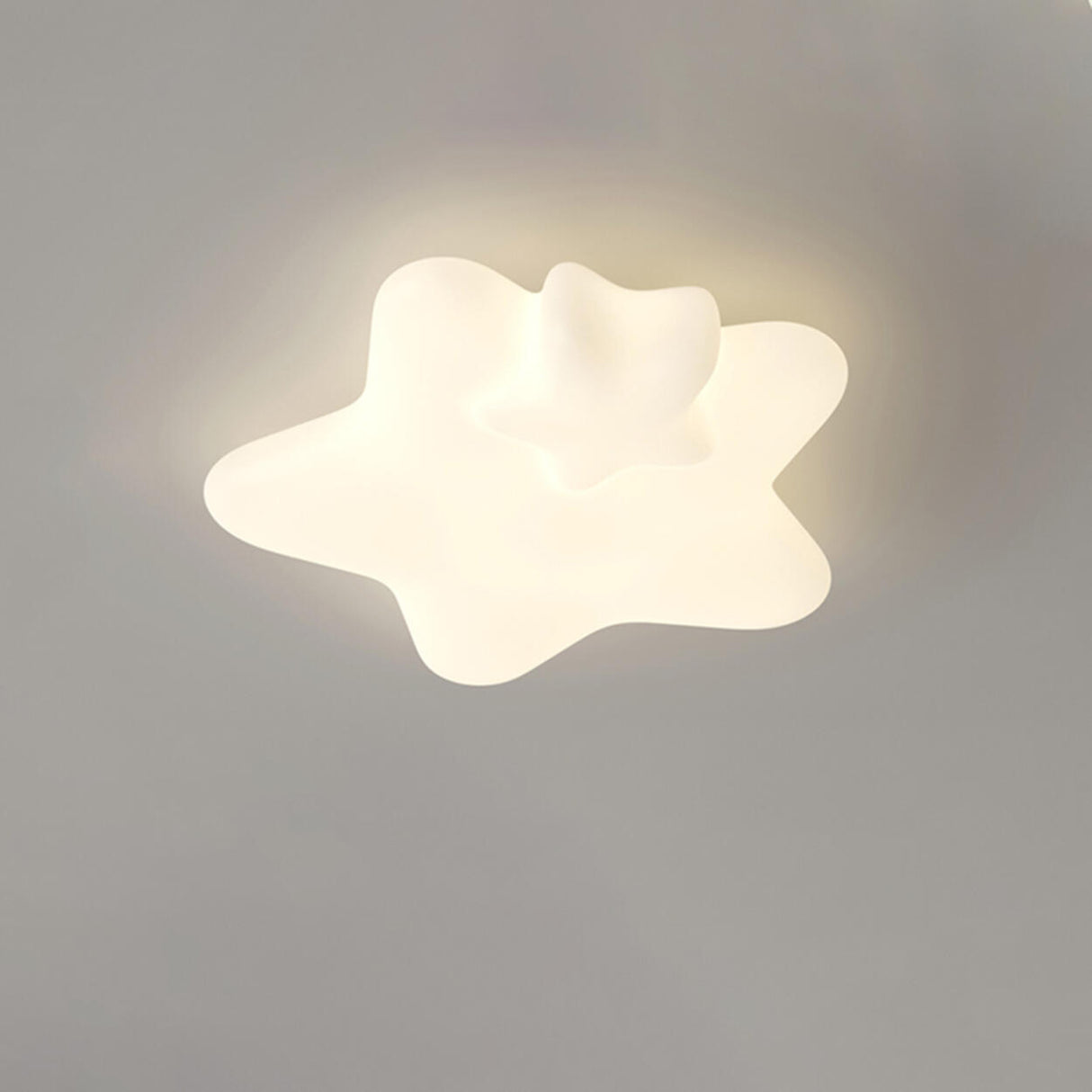 White Moon Star Resin LED Flush Mount Light Kids Room Image - 3