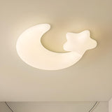 White Moon Star Resin LED Flush Mount Light Kids Room Image - 4