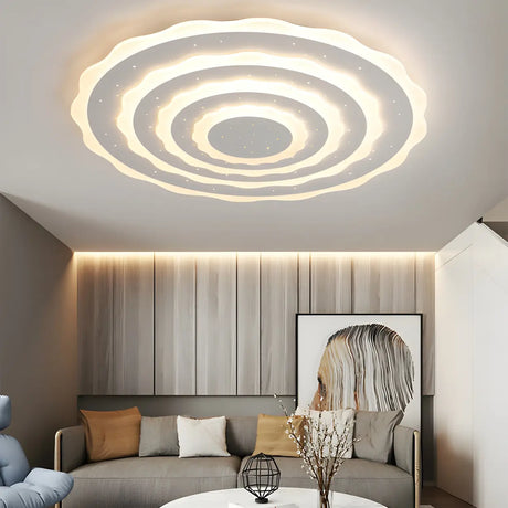 White Multi-Layer Circle LED Flush Mount Ceiling Light Image - 1