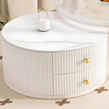 White Nesting Round Stone Drawers Frame Coffee Table Image - 10