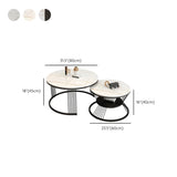 White Nesting Stone Round Gold Iron Frame Coffee Table #size