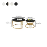 White Nesting Stone Round Gold Iron Frame Coffee Table Image - 22