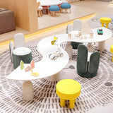 White Novelty Wavy Wood Toddler Play Table Chair Set Image - 1