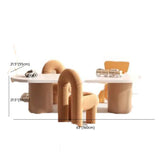 White Orange Wood Oval Toddler Play Table Chair Set Image - 7