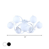 White Orb Glass Curving Semi-Flush Mount Light 4-Light #size