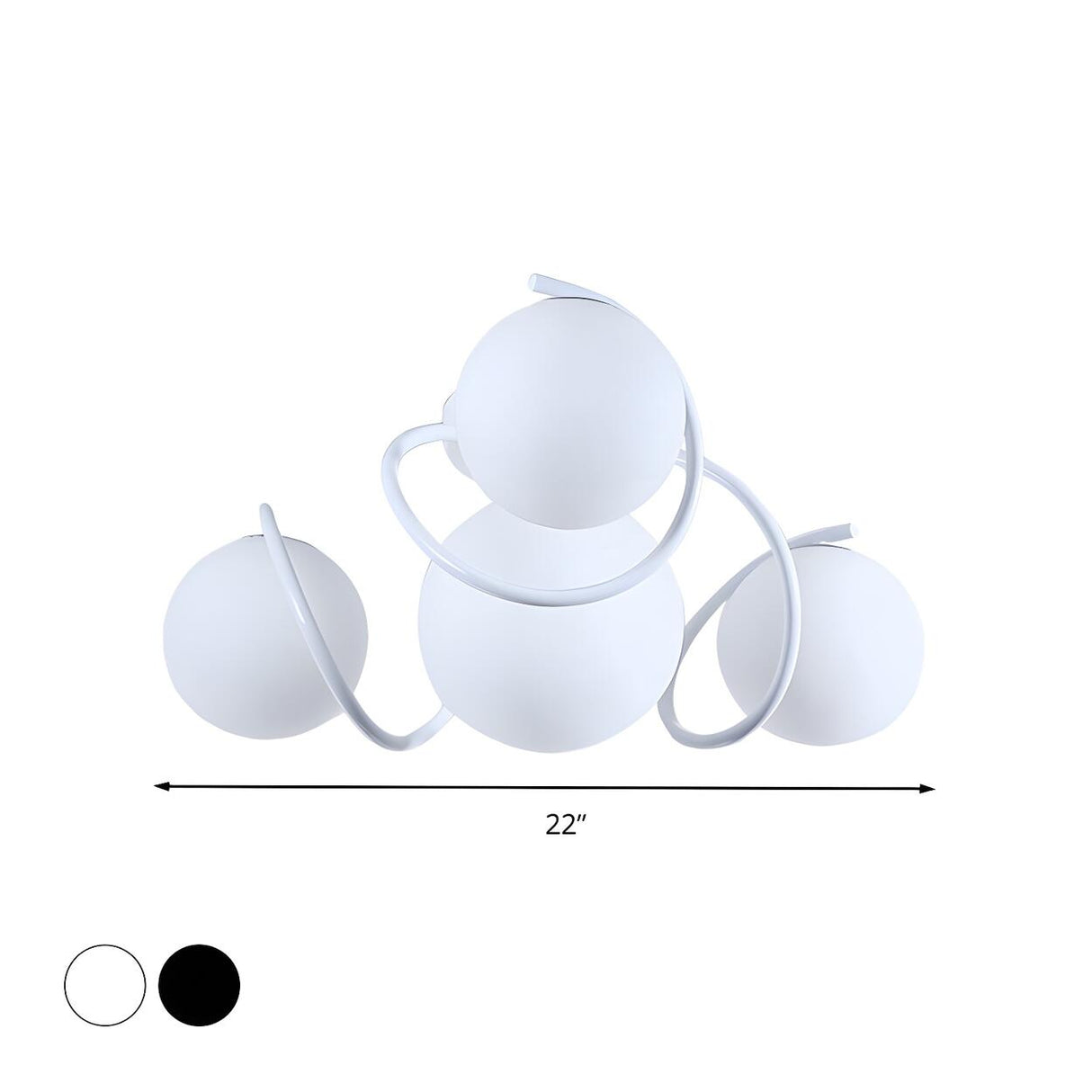 White Orb Glass Curving Semi-Flush Mount Light 4-Light Image - 12