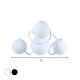 White Orb Glass Curving Semi-Flush Mount Light 4-Light Image - 12