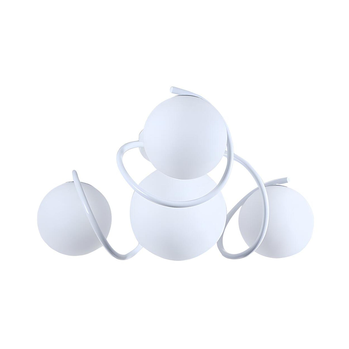 White Orb Glass Curving Semi-Flush Mount Light 4-Light Image - 3