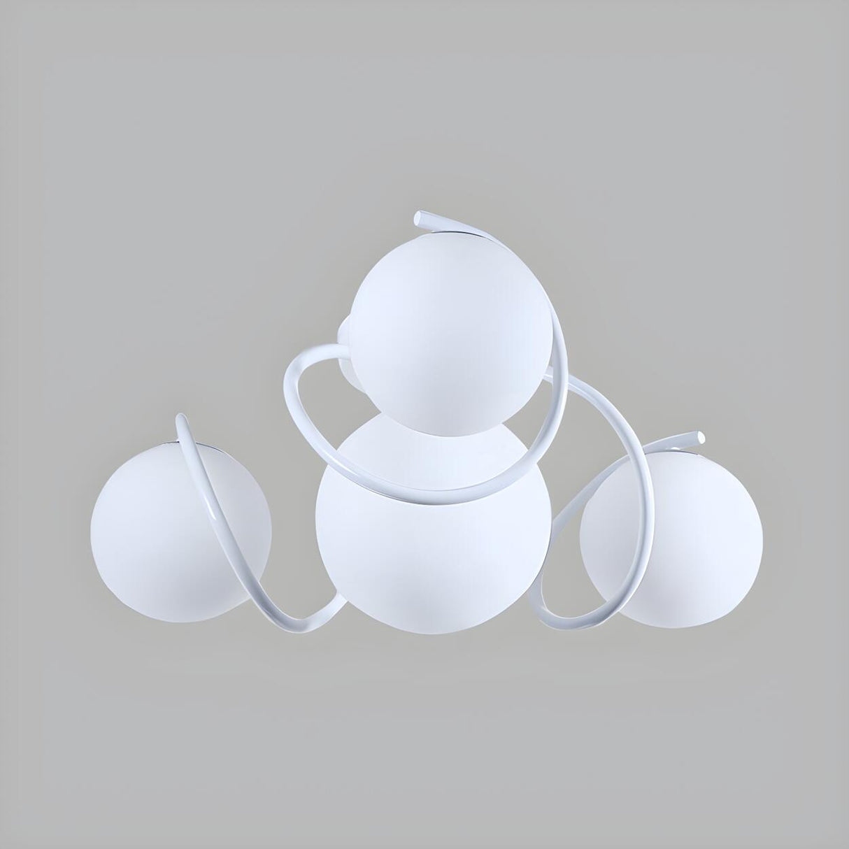 White Orb Glass Curving Semi-Flush Mount Light 4-Light Image - 4