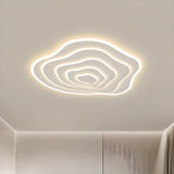 White Organic Tree Rings LED Flush Mount Ceiling Light Image - 12