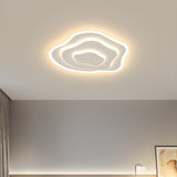 White Organic Tree Rings LED Flush Mount Ceiling Light Image - 2