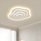 White Organic Tree Rings LED Flush Mount Ceiling Light Image - 3