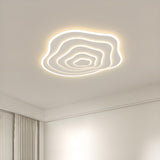 White Organic Tree Rings LED Flush Mount Ceiling Light Image - 4