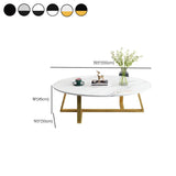 White Oval Manufactured Wood Cross Legs Coffee Table #size