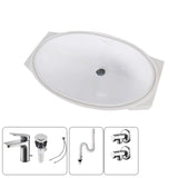 White Oval-Shaped Ceramic Undermount Bathroom Sink Image - 11