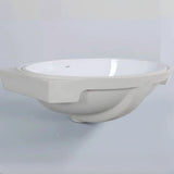 White Oval-Shaped Ceramic Undermount Bathroom Sink Image - 13