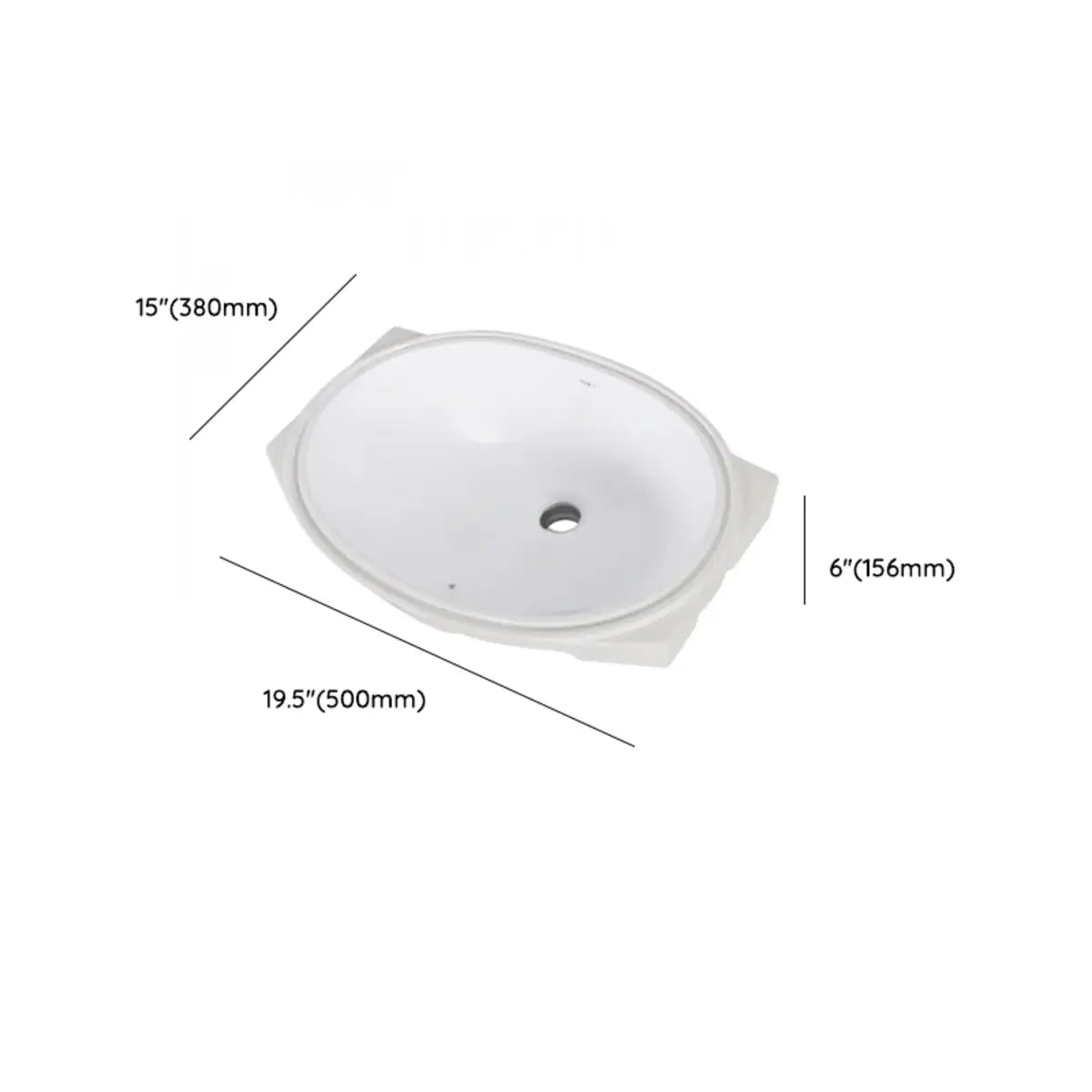 White Oval-Shaped Ceramic Undermount Bathroom Sink 