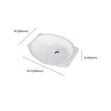 White Oval-Shaped Ceramic Undermount Bathroom Sink #size