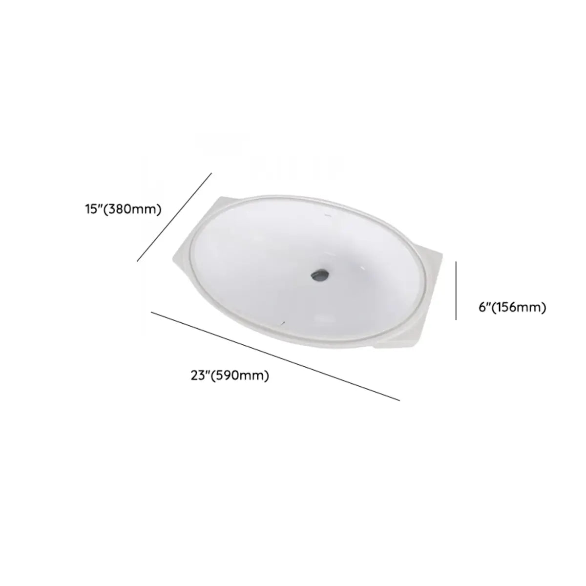 White Oval-Shaped Ceramic Undermount Bathroom Sink Image - 15