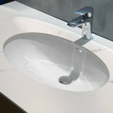 White Oval-Shaped Ceramic Undermount Bathroom Sink Image - 4