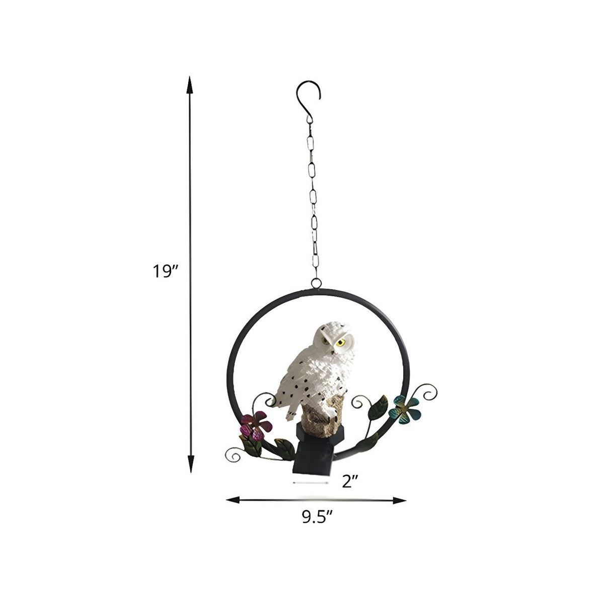 White Owl Solar Outdoor Hanging LED Pendant Light 