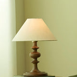 White Plain Classic Wooden Base Geometric Table Lamp Image - 1