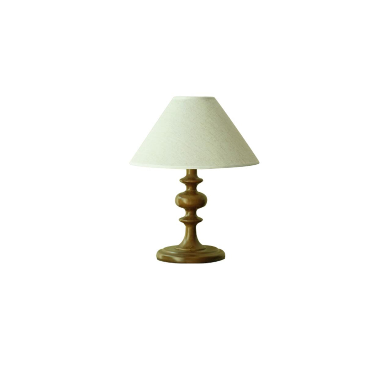 White Plain Classic Wooden Base Geometric Table Lamp Image - 3