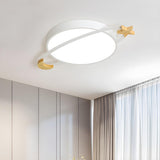 White Planet Moon Star Dimmable LED Flush Mount Light Image - 1